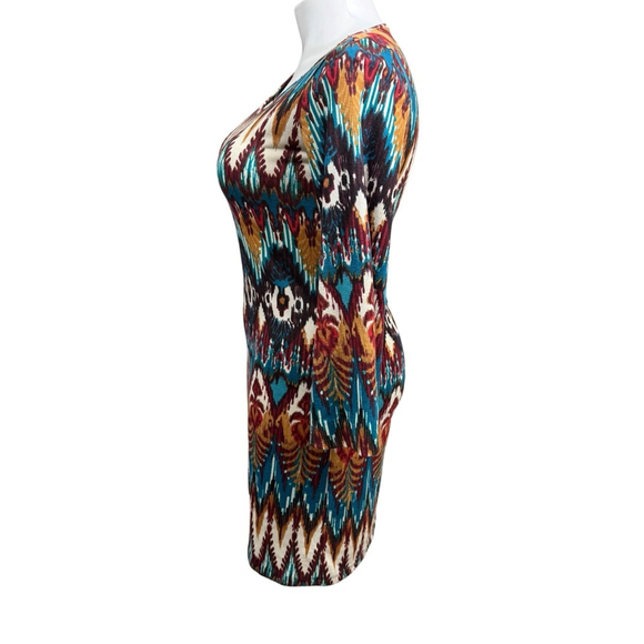 Wrangler Long Sleeve Dress M Teal Brown Ikat Print - Picture 6 of 8